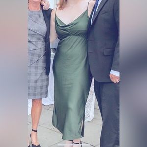 Anthropology bias slip dress dark green